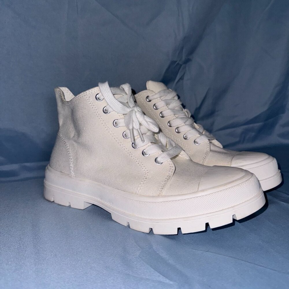 WHITE FRONT LACE-UP, SIDE ZIPPER SNEAKERS